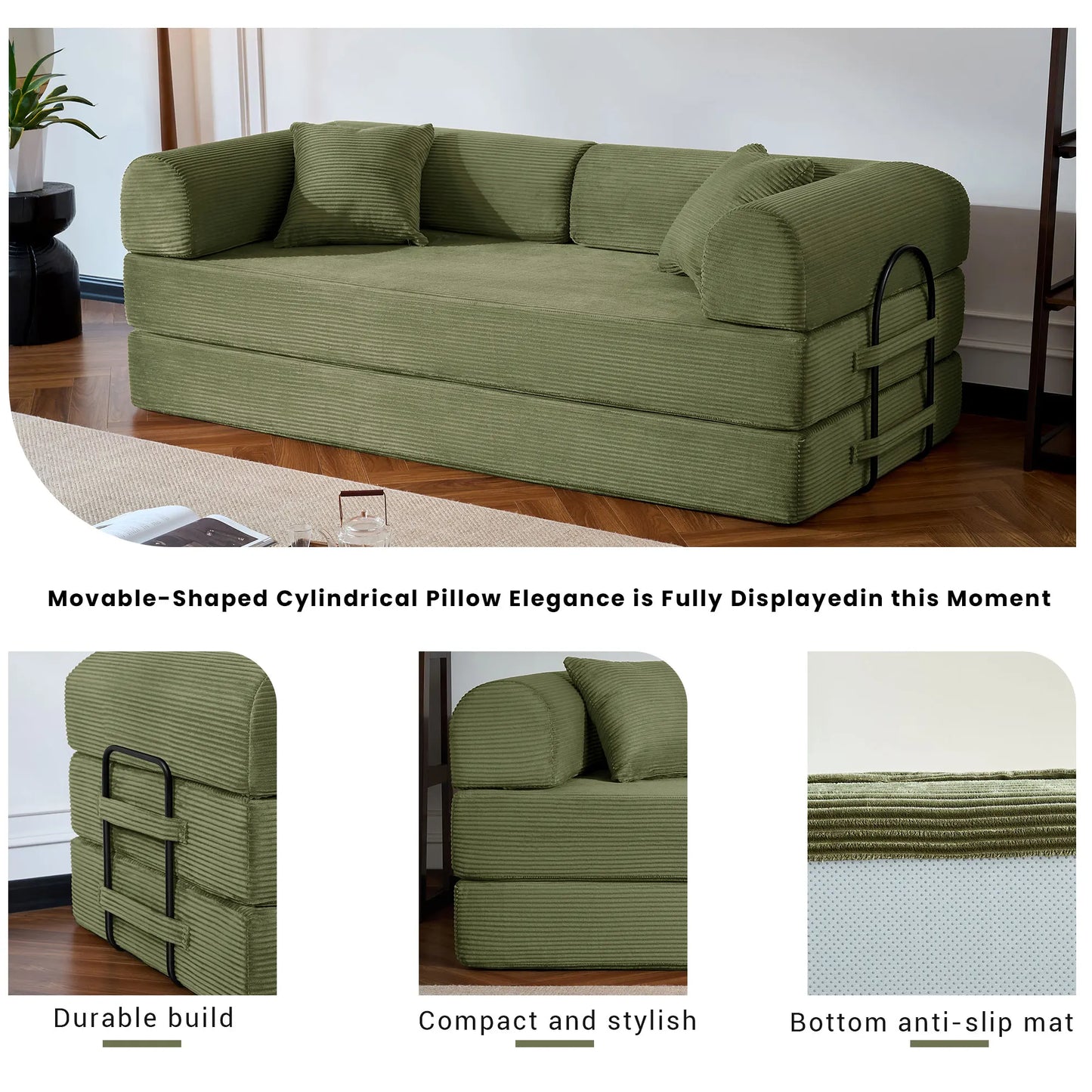79’’  Convertible Sofa Bed Corduroy Upholstered, Loveseat Sleeper