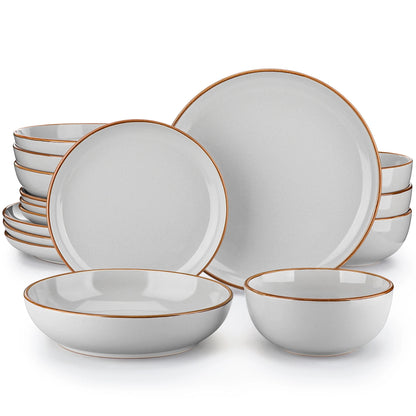 16/32 Piece Ceramic Glaze Tableware Set with Dinner/Dessert/Soup Plate/Bowl