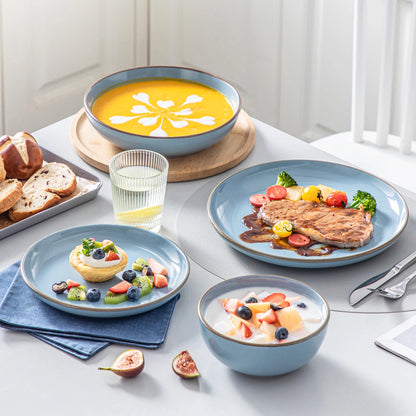 16/32 Piece Ceramic Glaze Tableware Set with Dinner/Dessert/Soup Plate/Bowl