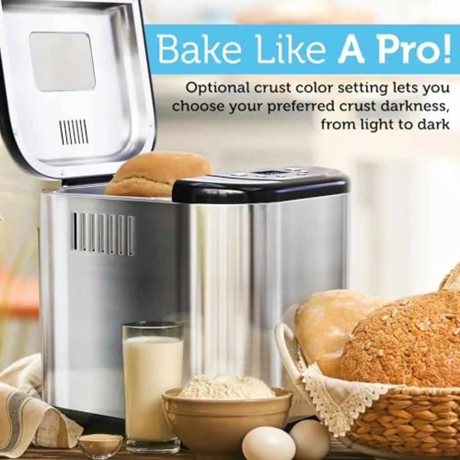 15-in-1 Automatic Bread Maker Machine with Nonstick Pan and Touch Panel