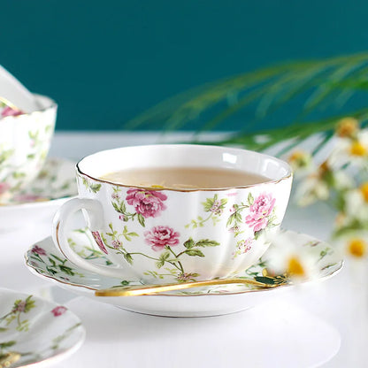 European coffee cup set female small luxury household simple elegant lovely small fresh ceramic flower tea cup