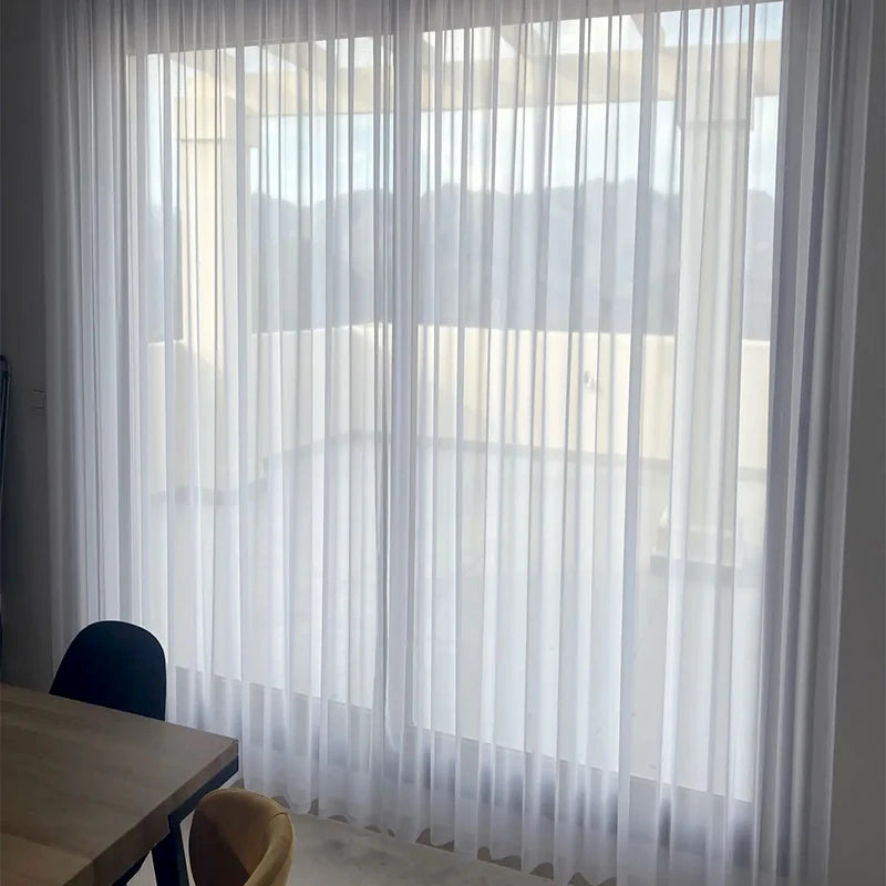 Solid White Tulle Luxurious Chiffon Sheer Window Curtains