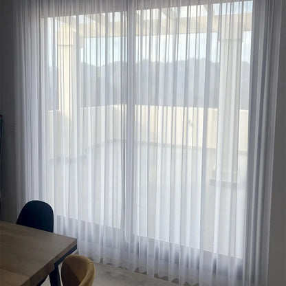 Solid White Tulle Luxurious Chiffon Sheer Window Curtains