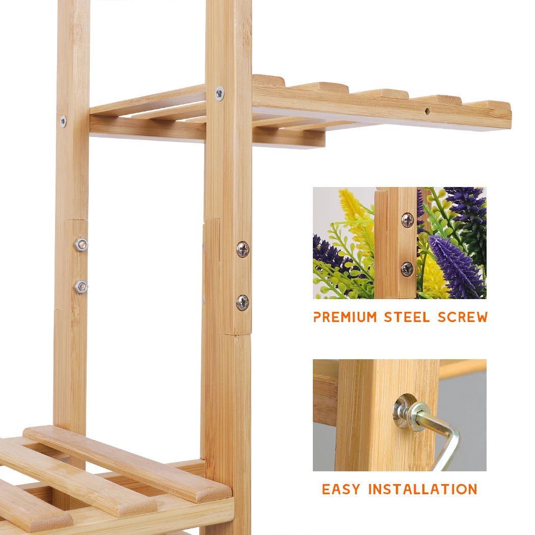 6/7 Pot Vertically Bamboo Flower Shelf Plant  Pots Display Corner Shelving