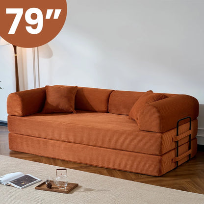 79’’  Convertible Sofa Bed Corduroy Upholstered, Loveseat Sleeper