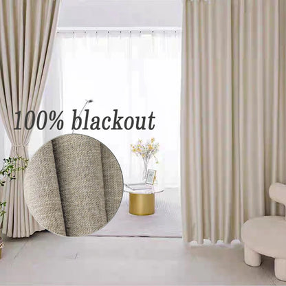 Asazal Linen Blackout Curtains  High Quality Full Shading Window Drapes