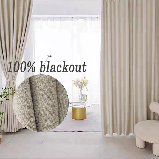 Asazal Linen Blackout Curtains  High Quality Full Shading Window Drapes