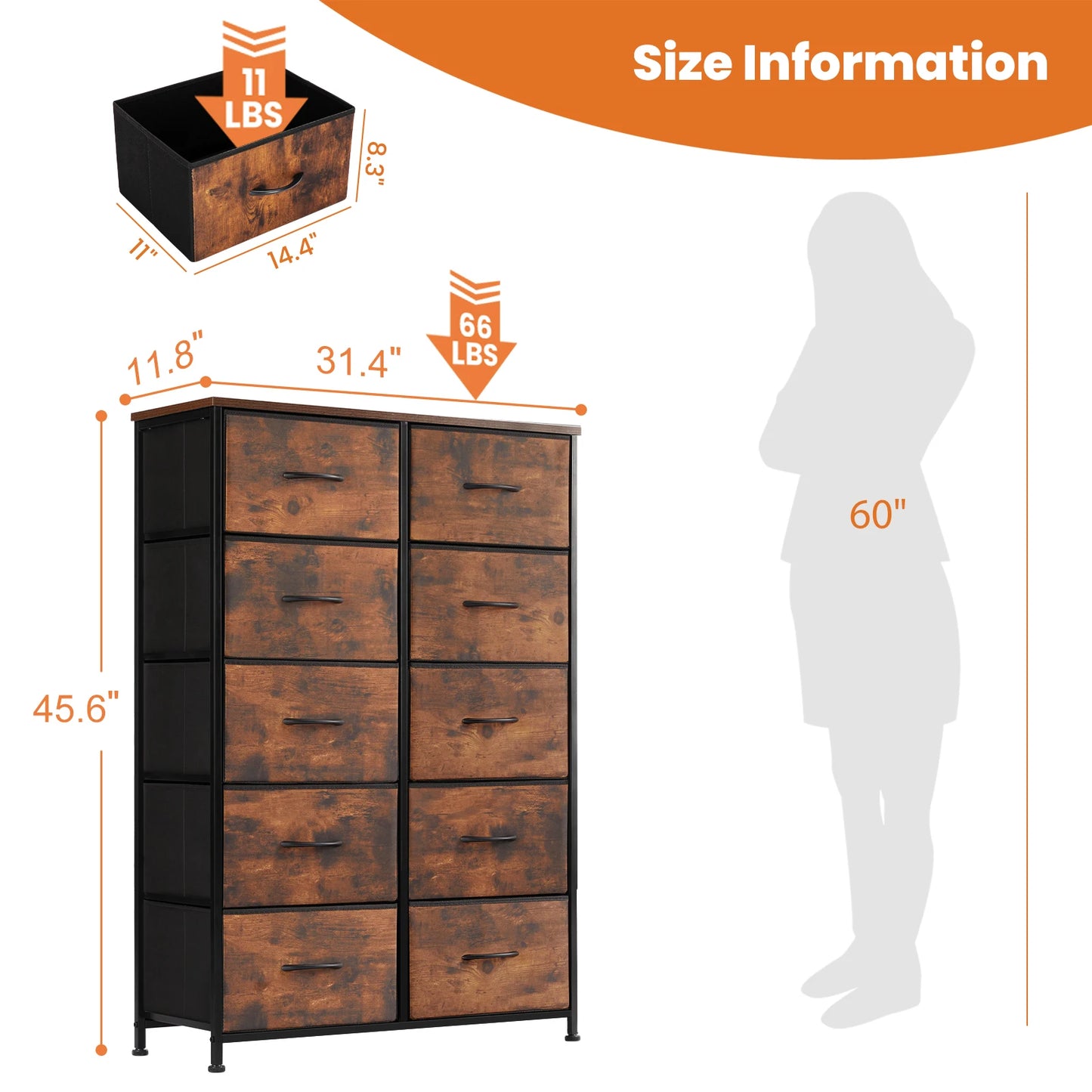 JHK   Chest of  Drawers Wardrobe Steel Frame