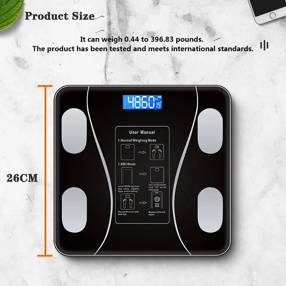 Smart Wireless Digital Bathroom Weight Scale, Body Composition Analyzer