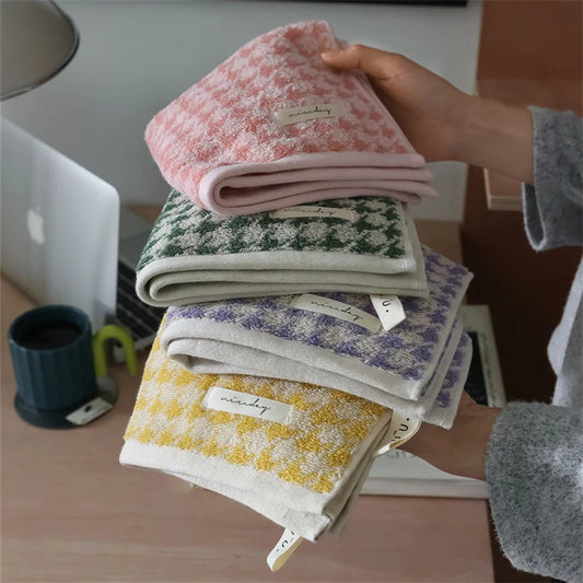 Absorbent Towel Classic Plaid Pure Cotton Bath Towel  Soft Face Towel