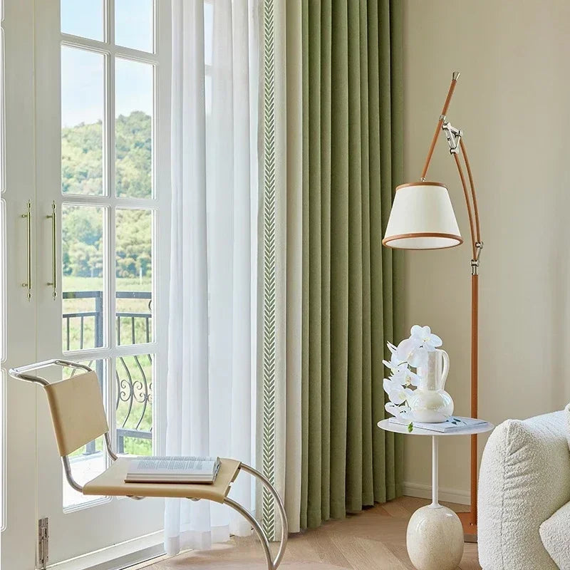 Japanese  Chenille Curtains for Living Dining Room Bedroom High-end Embroidery