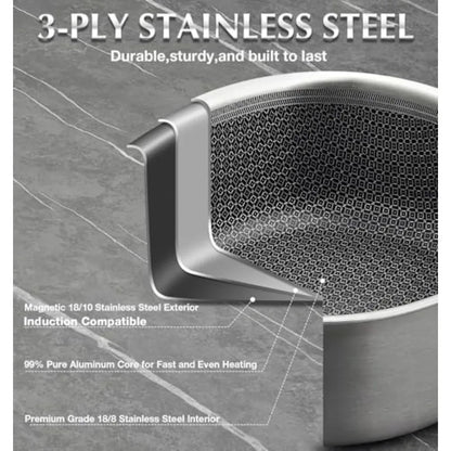 Triply Stainless Steel Cookware Set 10PCS Nonstick