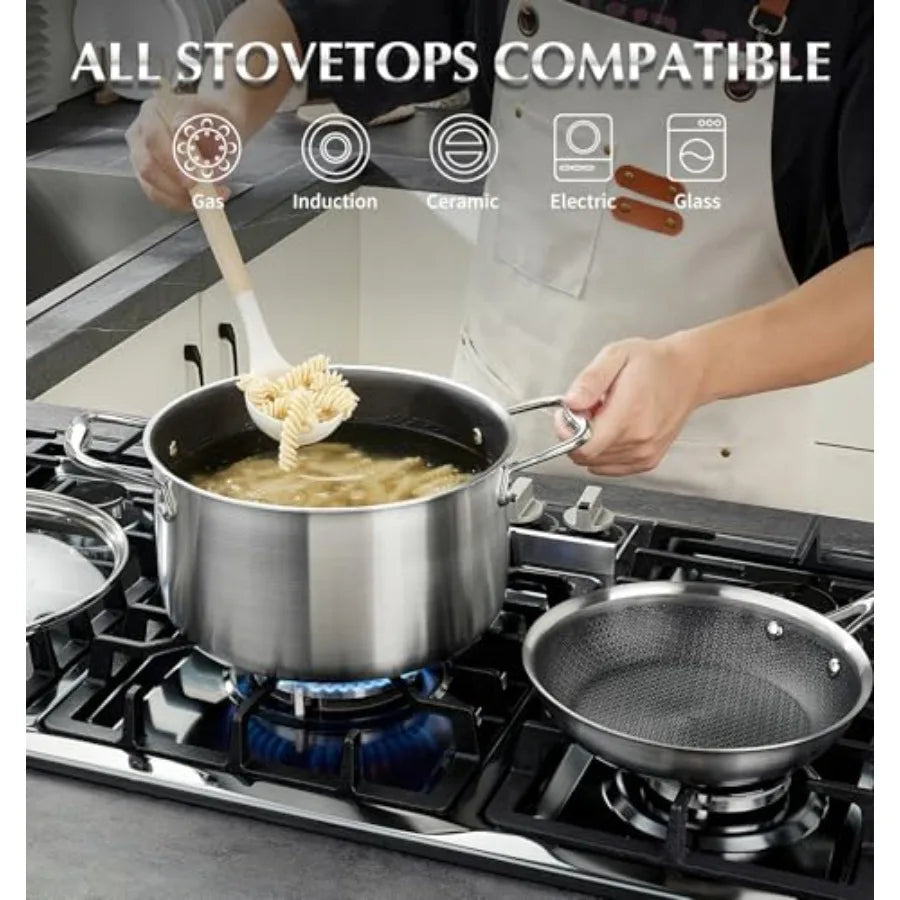 Triply Stainless Steel Cookware Set 10PCS Nonstick