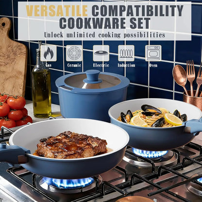 Non Stick Pots and Pans Set, 21 Pcs  Detachable Handles,