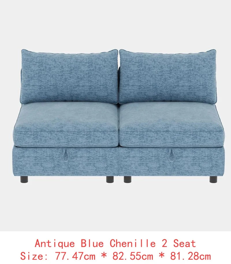 Modular  Sofa Set with Storage, 3-Seater Couch, Loveseat & Single Chair