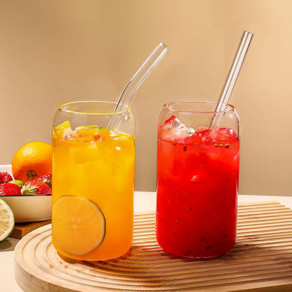 4Pcs 18.6Oz   Drinking Glasses  Bamboo Lids and Glass Straws,