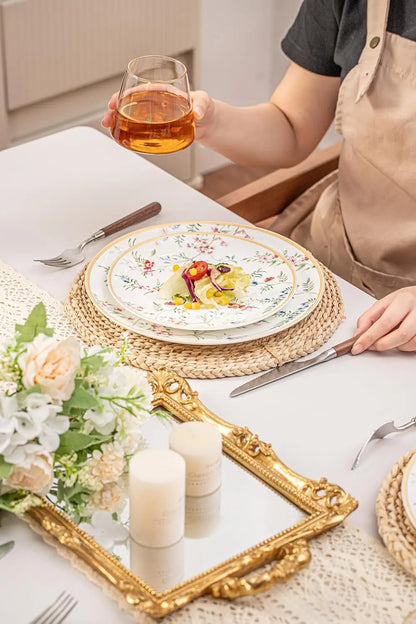 Bone China 12-Pieces Dinnerware Sets,  Chip and Crack Resistant, Dishwasher & Microwave Safe