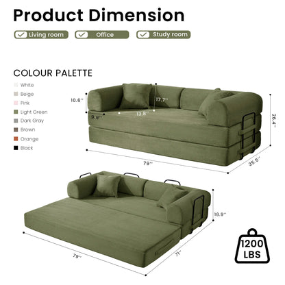 79’’  Convertible Sofa Bed Corduroy Upholstered, Loveseat Sleeper