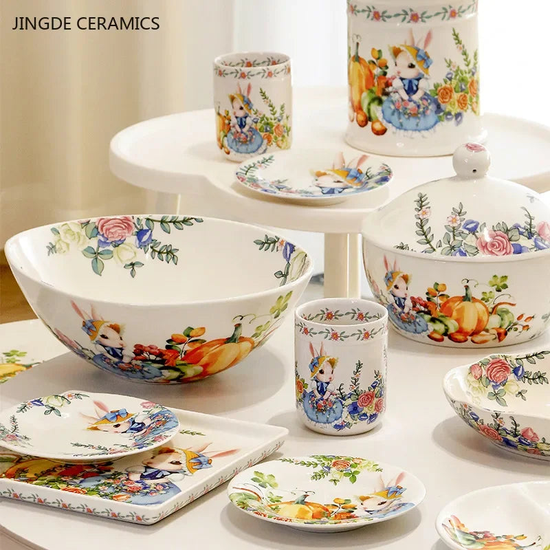Creative Pumpkin Rabbit Pattern Tableware Garden Style Ceramic