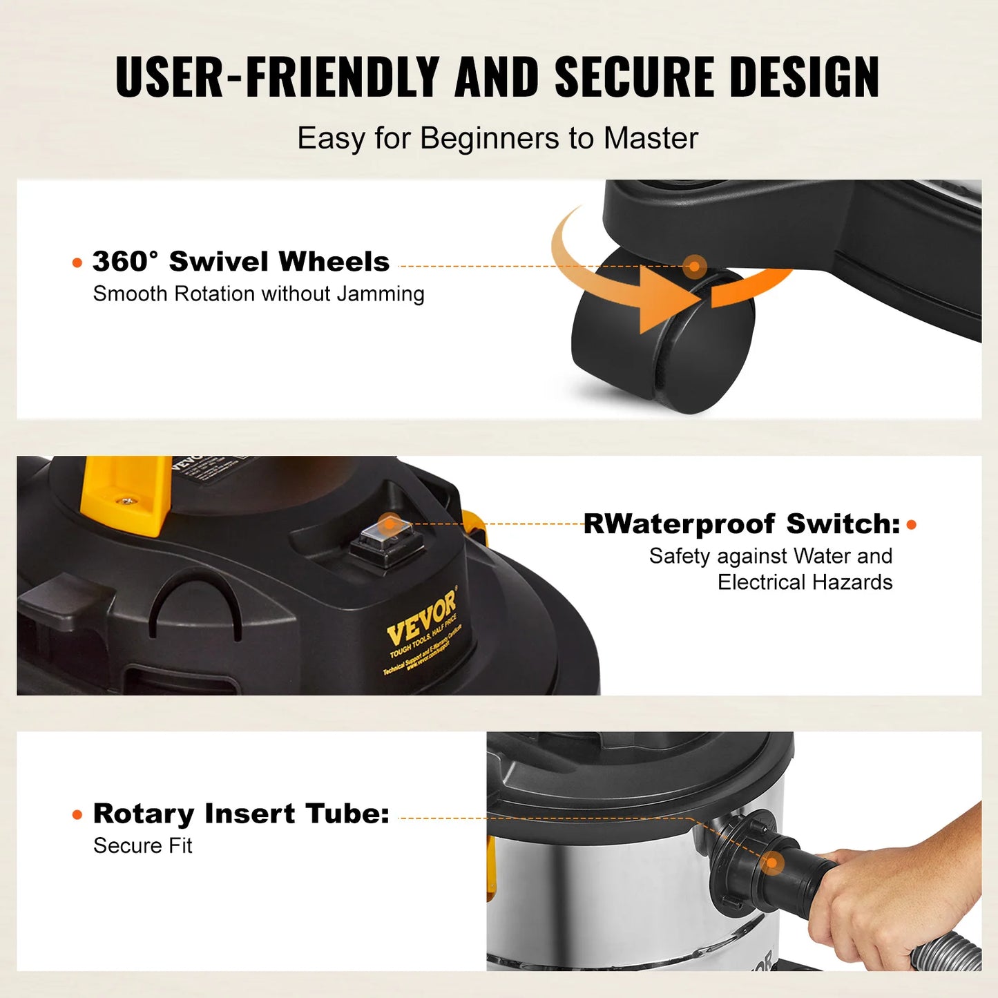 Stainless Steel Wet Dry Shop Vacuum Wet  Dry Vac Powerful Suction