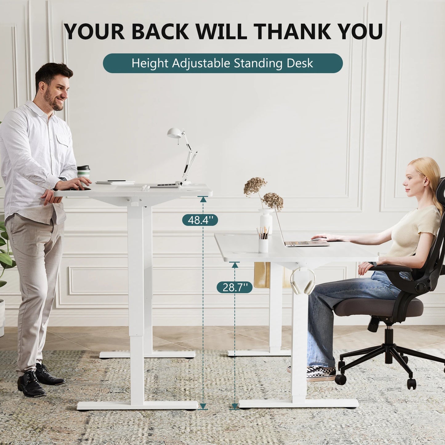 JHK 63x24 Inch Height Adjustable Stand Up Sit Stand