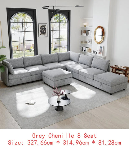 Modular  Sofa Set with Storage, 3-Seater Couch, Loveseat & Single Chair