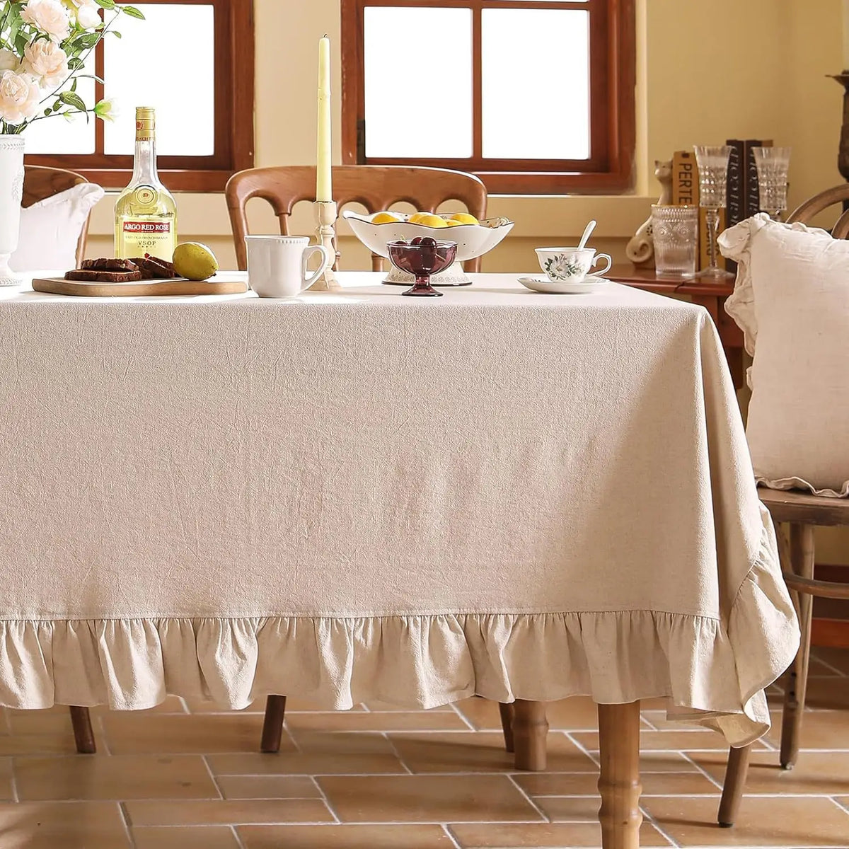 Cotton Fabric Table Cloth Washable White Tablecloth for Wedding Party Dining Banquet Decoration Luxurious Table Cover Picnic Mat