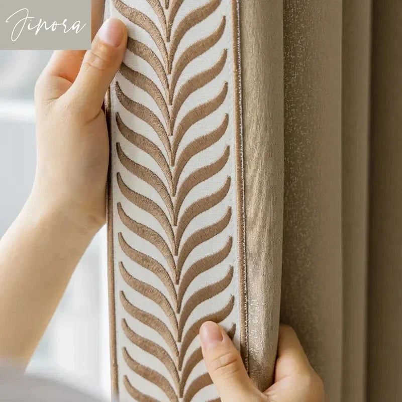 Jacquard Luxury Curtains for Living Dining Room Bedroom  American Modern High Quality Blackout Lace Window Curtain Tulle Custom