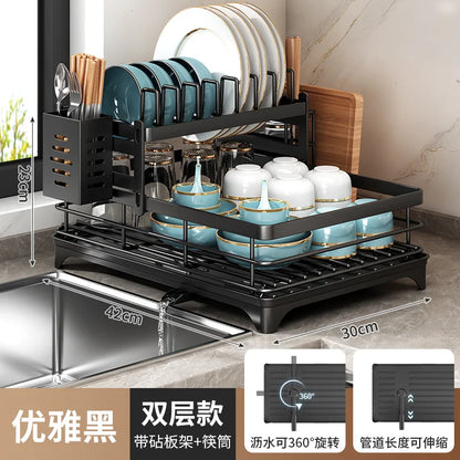 Stainless Steel Dish Drying Rack  Over Sink Plate Drainer Storage