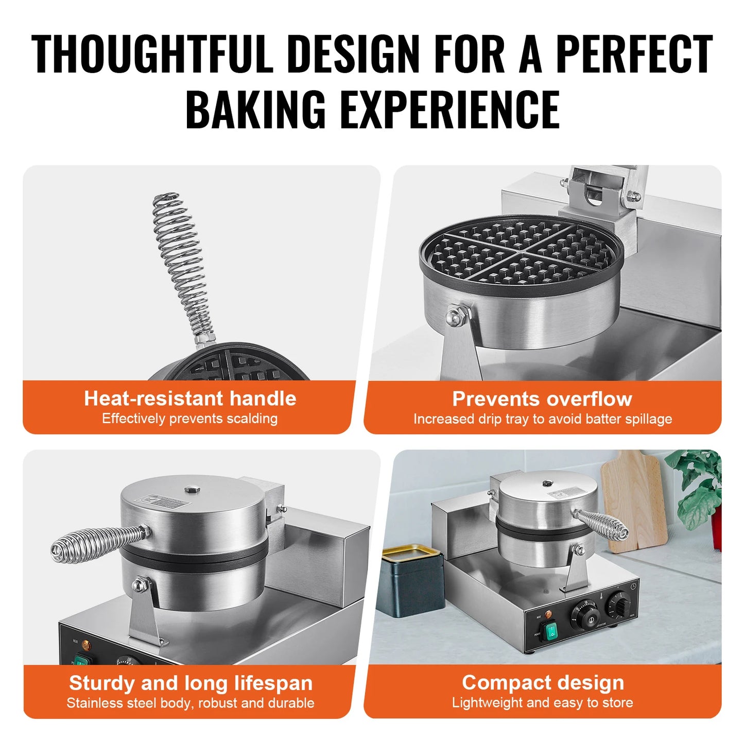 Commercial Belgian Waffle Maker Stainless Steel