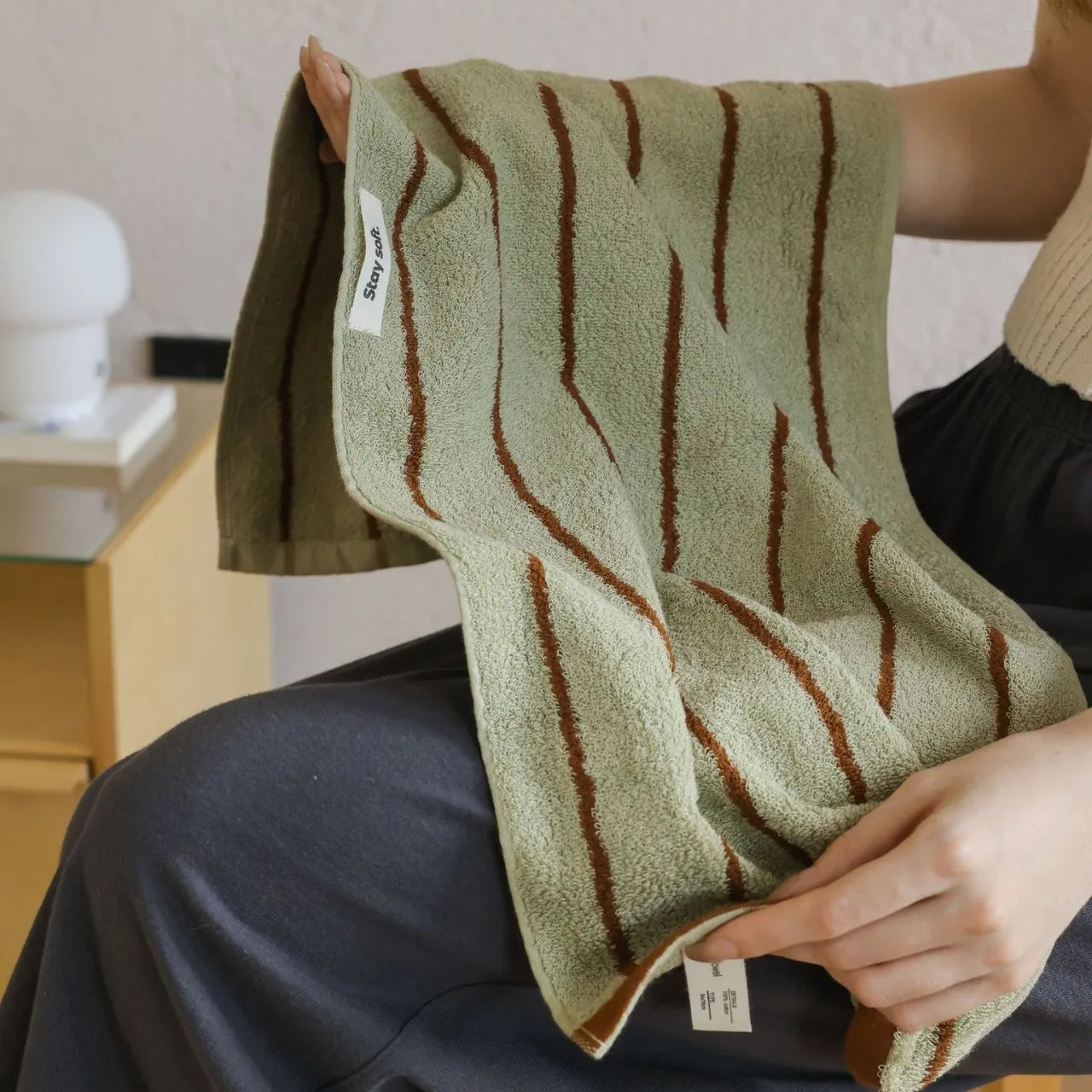 Striped Bath Towel  Washcloth Bathroom Towels
