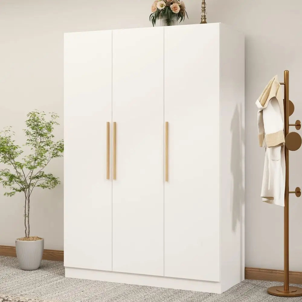 3 Doors Wardrobe Armoire Closet,  2 Hanging Rod,