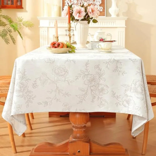 Damask Floral 60 x 120 inch Rectangle Table Cloth Water Resistant Jacquard Tablecloth