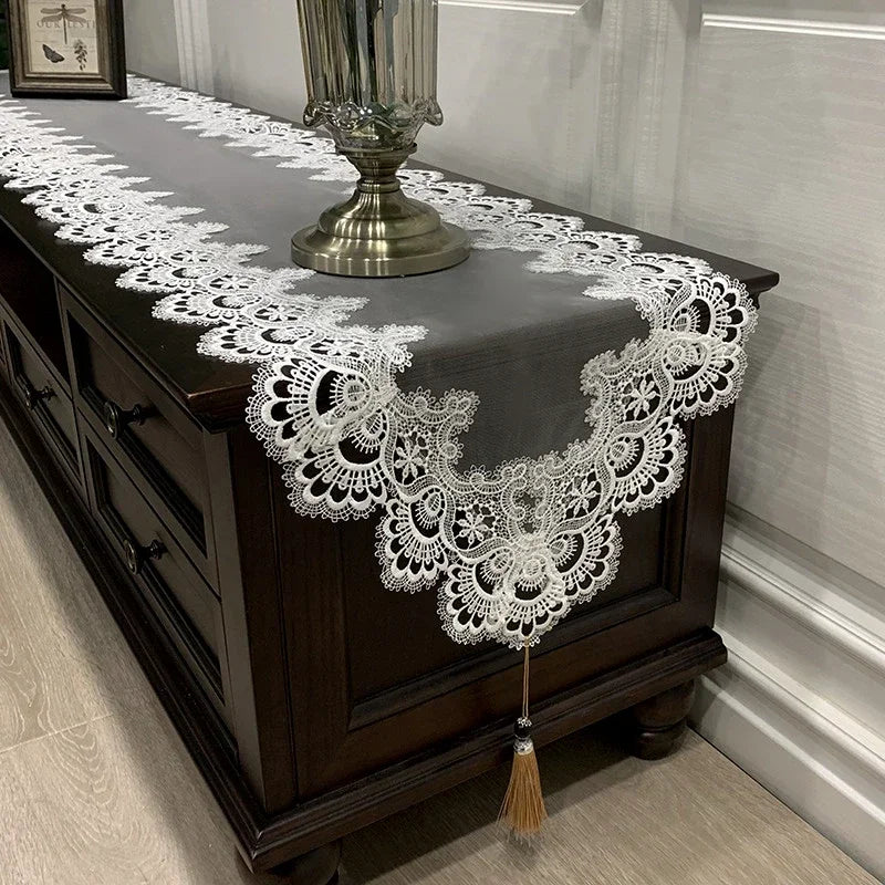 Oval Tablecloth  Runner Lace Pendant tassel Dresser Dust