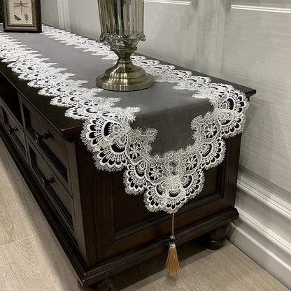 Oval Tablecloth  Runner Lace Pendant tassel Dresser Dust