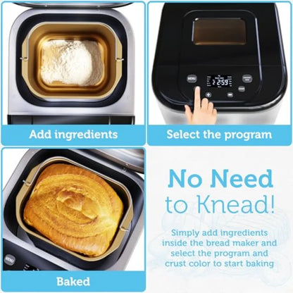 15-in-1 Automatic Bread Maker Machine with Nonstick Pan and Touch Panel