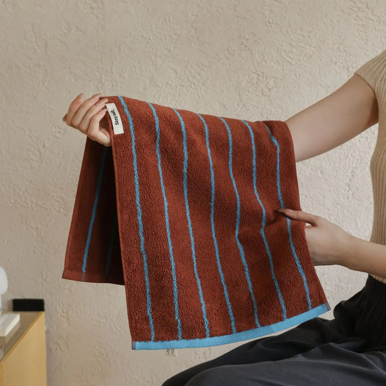 Striped Bath Towel  Washcloth Bathroom Towels