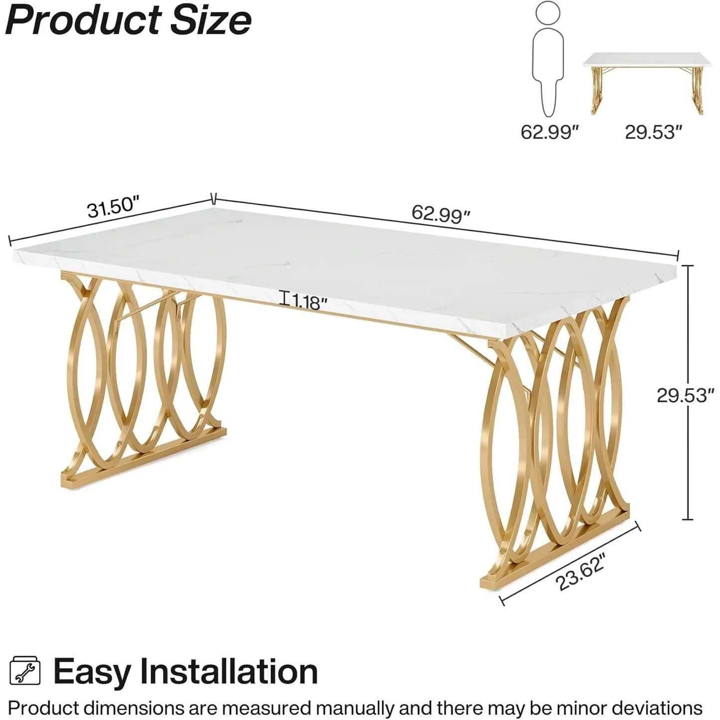 Modern Dining Table, 63"  Unique Design