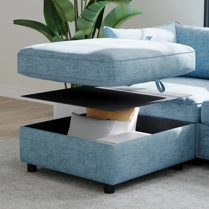 Modular  Sofa Set with Storage, 3-Seater Couch, Loveseat & Single Chair