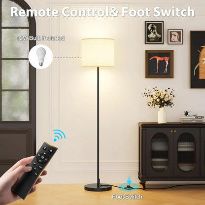 Dimmable Floor Lamp with Remote, Adjustable Color Temperature, Linen Shade