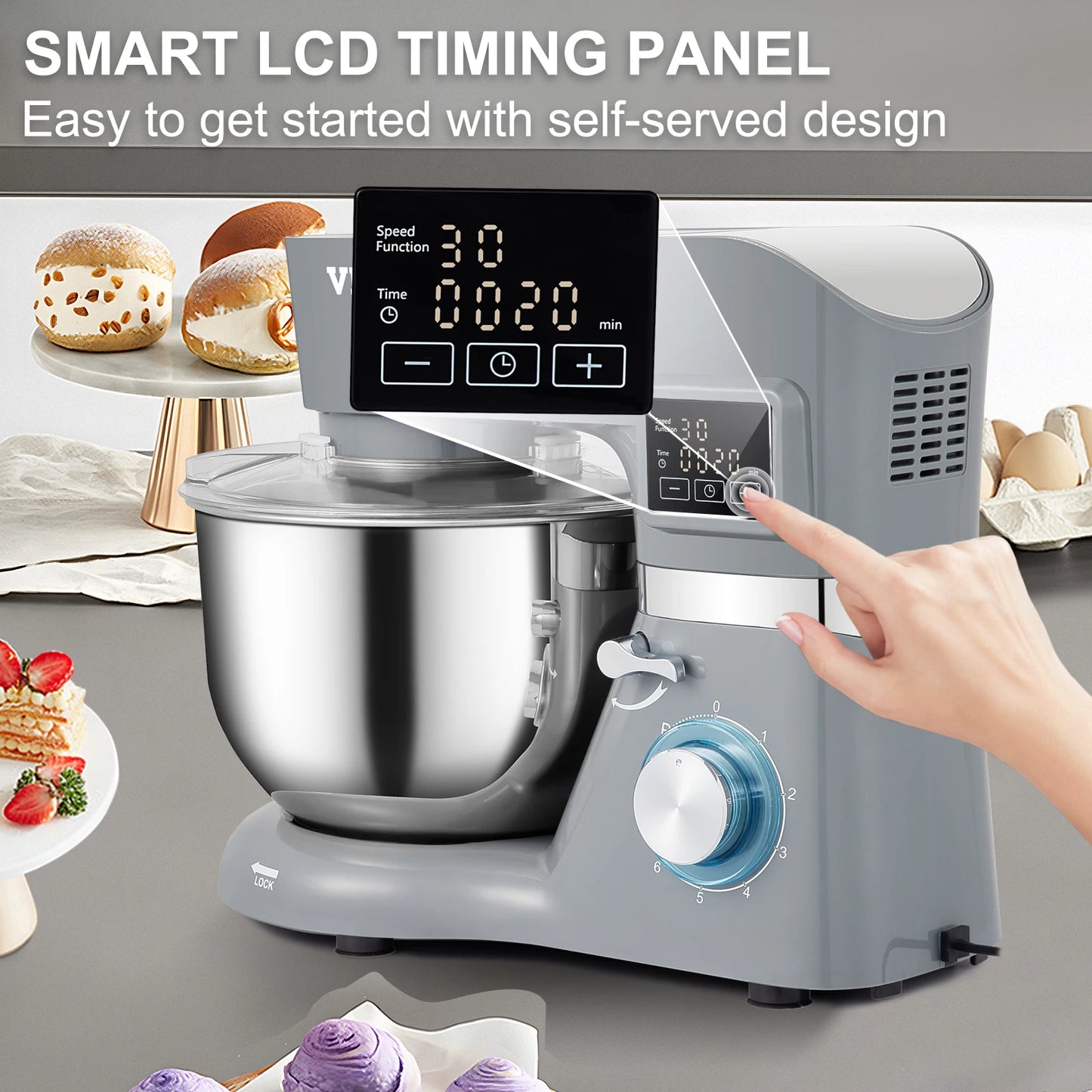 Stand Mixer   LCD  Timing 5.8 Qt Stainless Steel Bowl