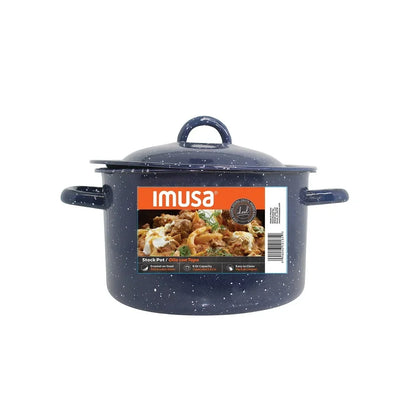 Steel Enamel Stock Pot Double Handles Heat Efficient