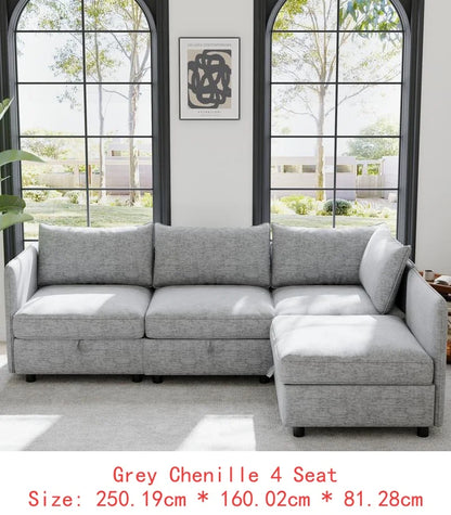 Modular  Sofa Set with Storage, 3-Seater Couch, Loveseat & Single Chair