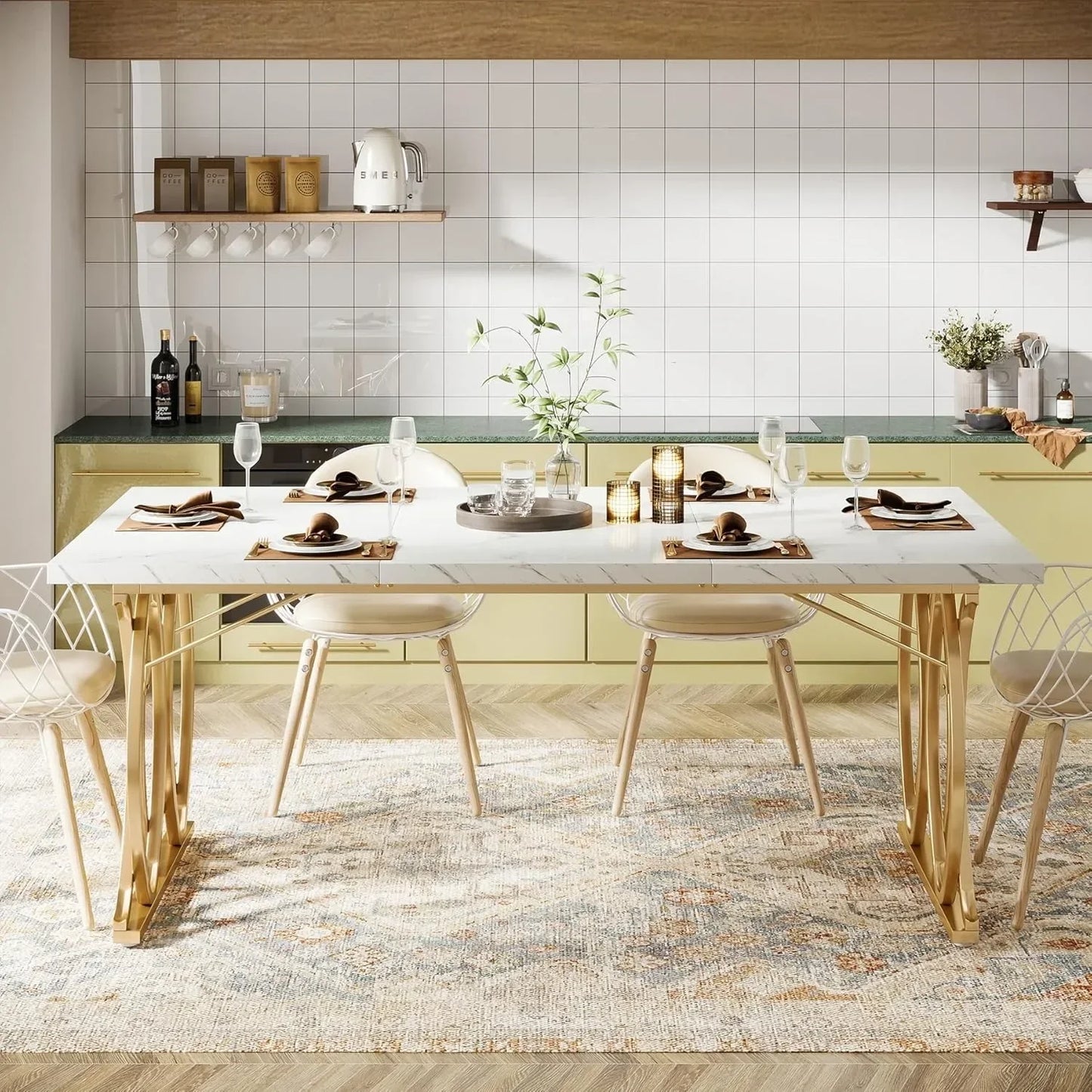 Modern Dining Table, 63"  Unique Design