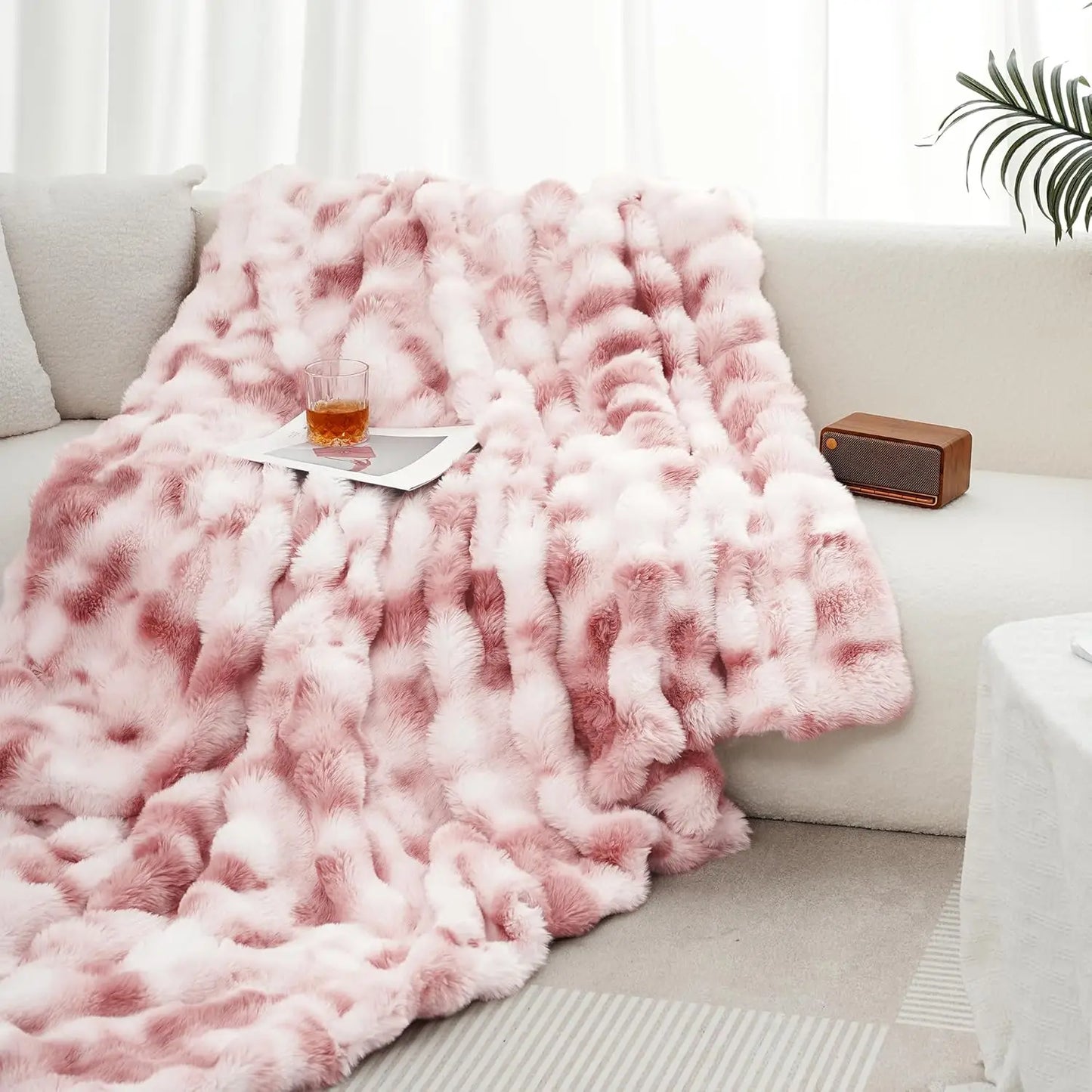 Faux Rabbit Fleece Blanket -  6 lbs Faux Rabbit Fleece- Bedspread