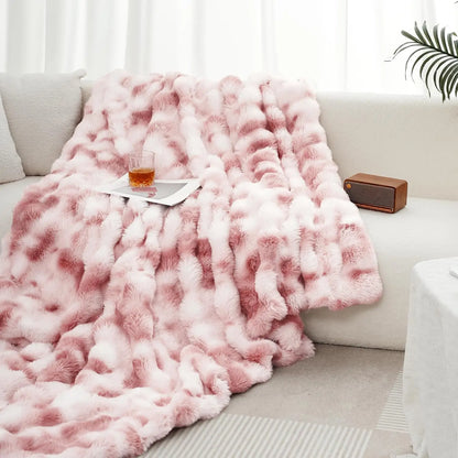 Faux Rabbit Fleece Blanket -  6 lbs Faux Rabbit Fleece- Bedspread