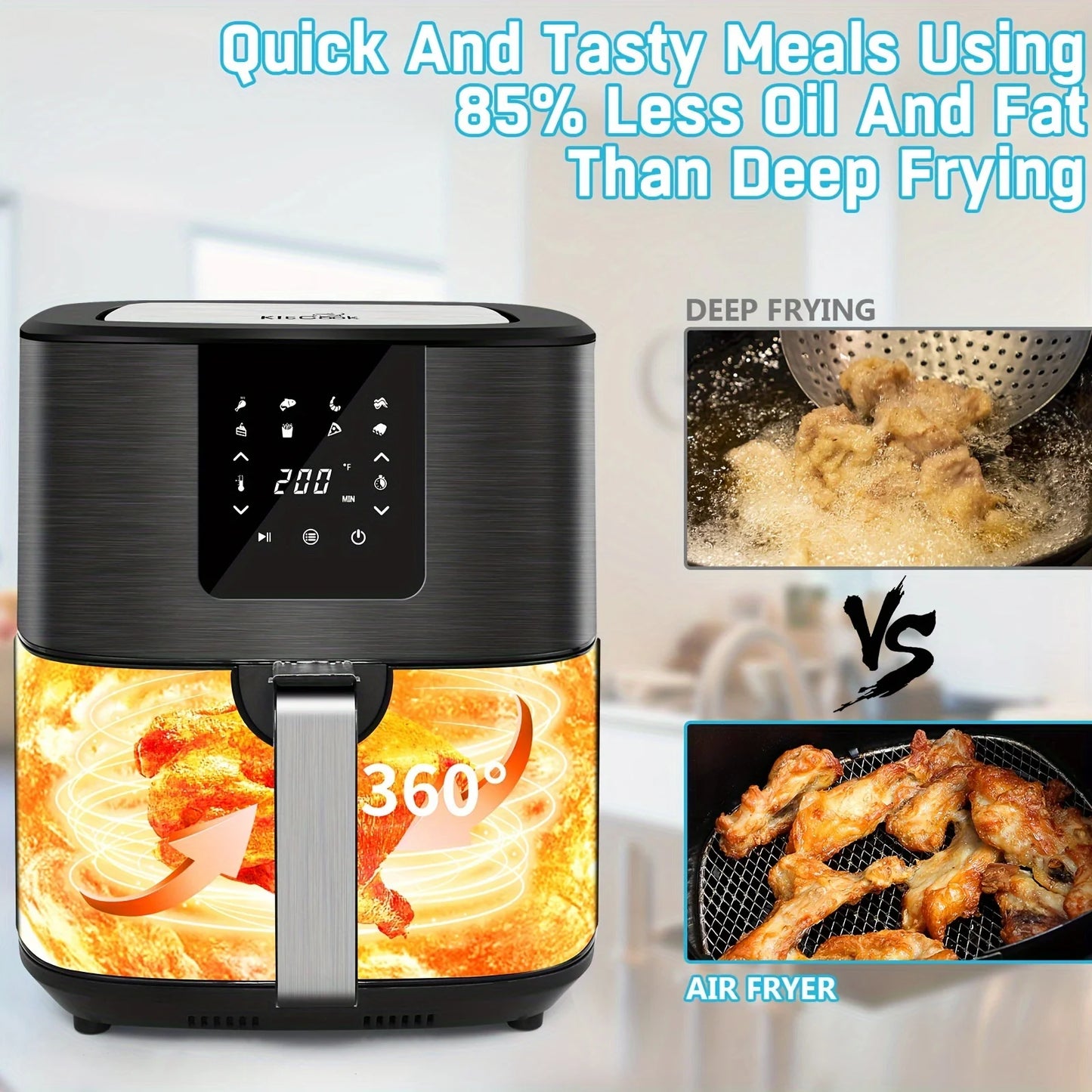 Large Air Fryer, 1500W 7QT, Digital Touch Screen,