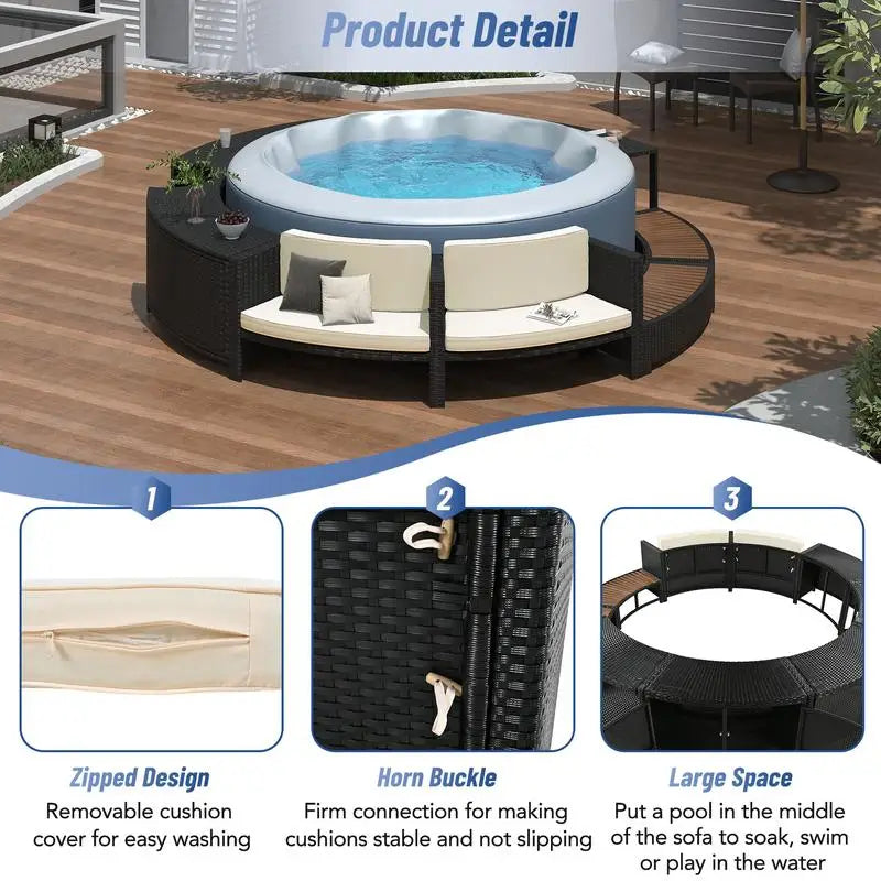 Rattan Sofa Set with Storage, Mini Sofa & Cushions for Patio or Backyard,