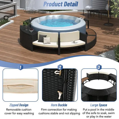 Rattan Sofa Set with Storage, Mini Sofa & Cushions for Patio or Backyard,