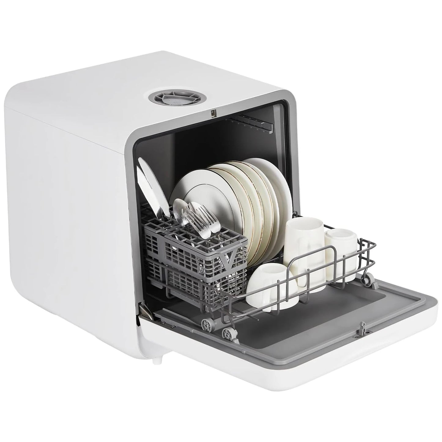 120V/900W Portable Dishwasher Countertop with Faucet (5L) Modes Water Inlet,